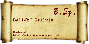 Balló Szilvia névjegykártya